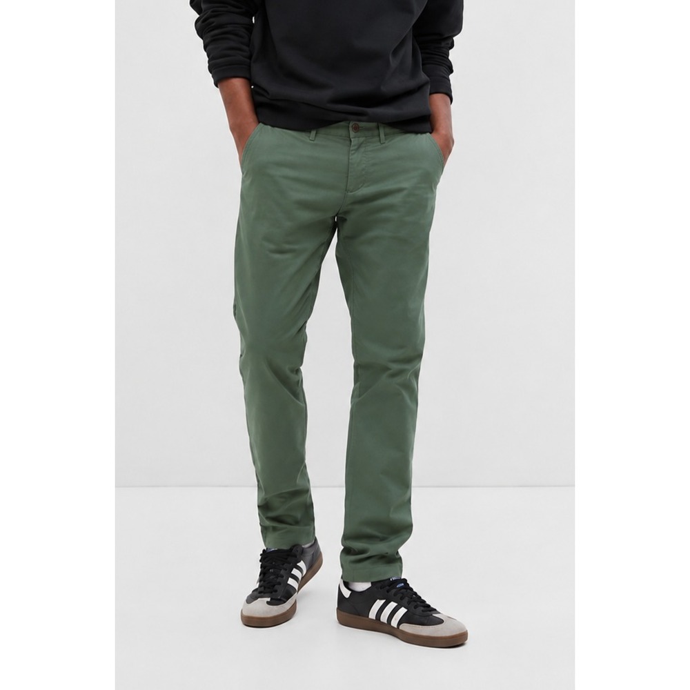 Gap Modern Skinny Performance Khakis Men's Size 34 x 34 Olive Green Chino Pants - Picture 1 of 13